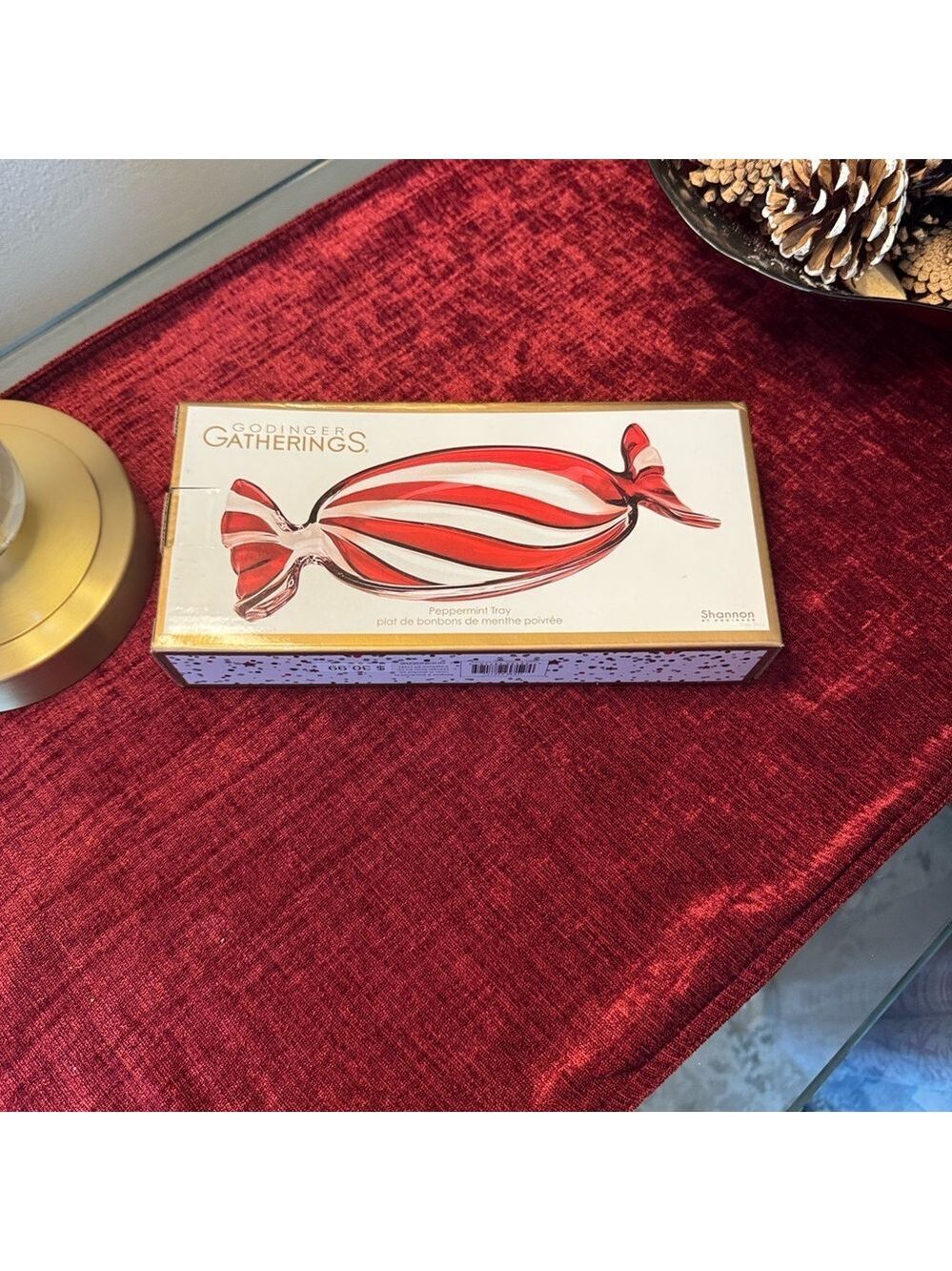 Godinger Red and White Peppermint Tray